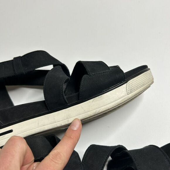 Eileen Fisher Women's Sport Sneaker Sandals Size 7.5 Black Leather Zip Strappy - Picture 12 of 12
